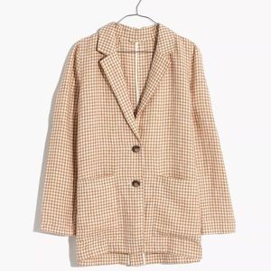 BNWT Madewell Linen Dorset Blazer in Gingham Check